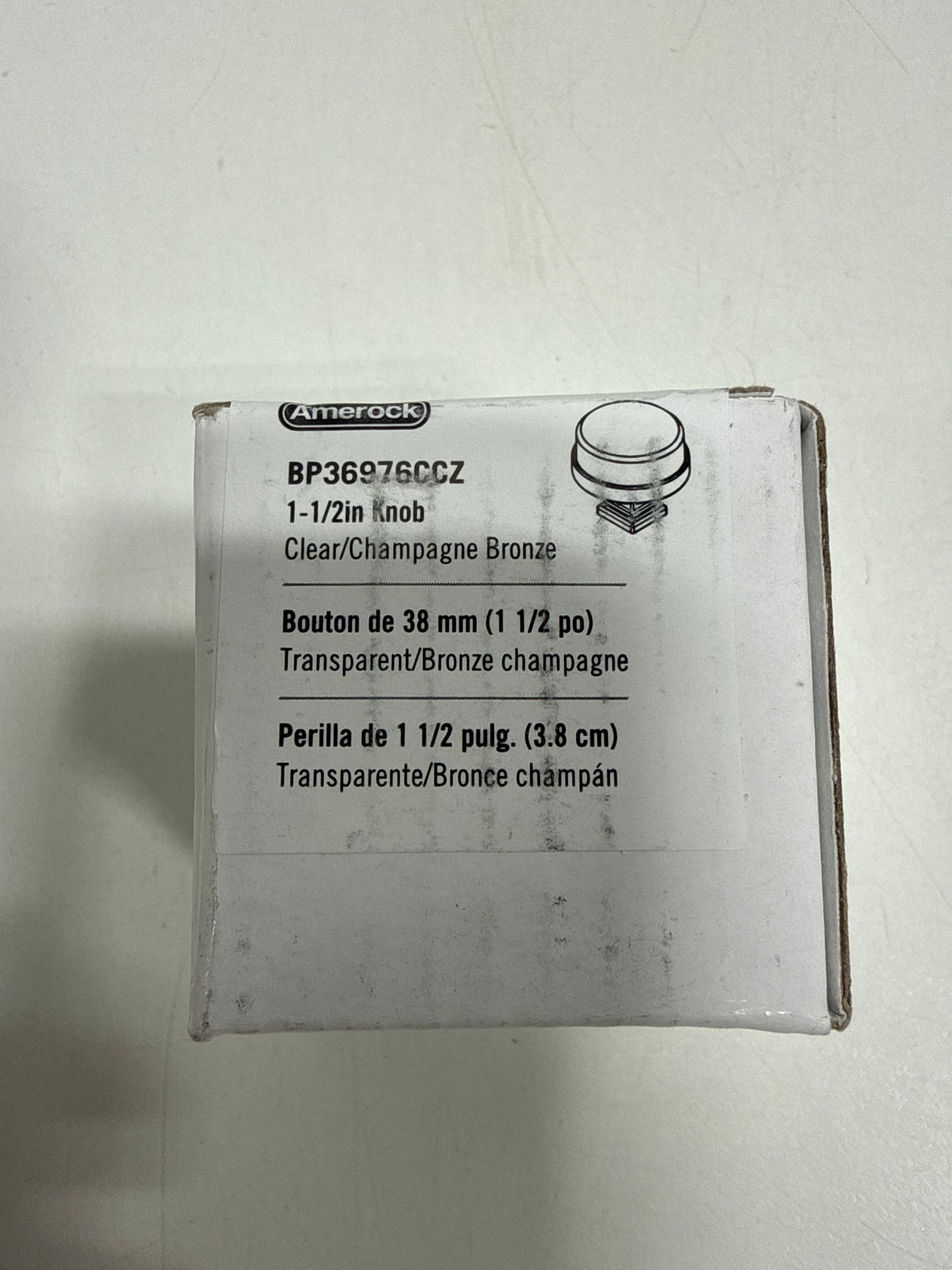 Glacio 1-1/2 in. (38mm) Diameter Clear/Champagne Bronze Round Cabinet Knob