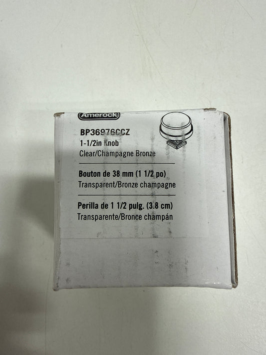 Glacio 1-1/2 in. (38mm) Diameter Clear/Champagne Bronze Round Cabinet Knob