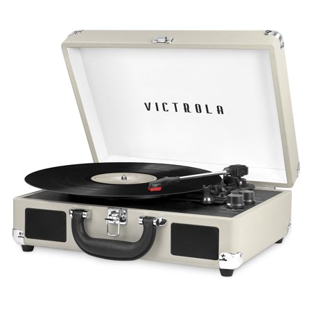 Victrola - Journey Bluetooth Suitcase Record Player with 3-speed Turntable - Light Gray - *Headphones & Tech Accessories