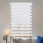Superjoe 24 W X 72 H Dual Layer Zebra Roller Shades Cordless Blinds for Windows Sheer or Privacy White