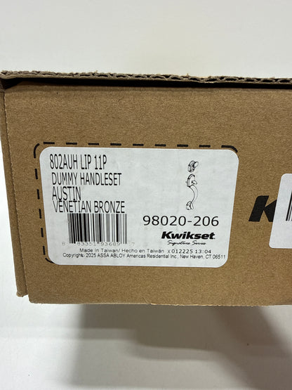 Kwikset 802AUHLIP-11P Austin Dummy Exterior Handleset Venetian Bronze Finish