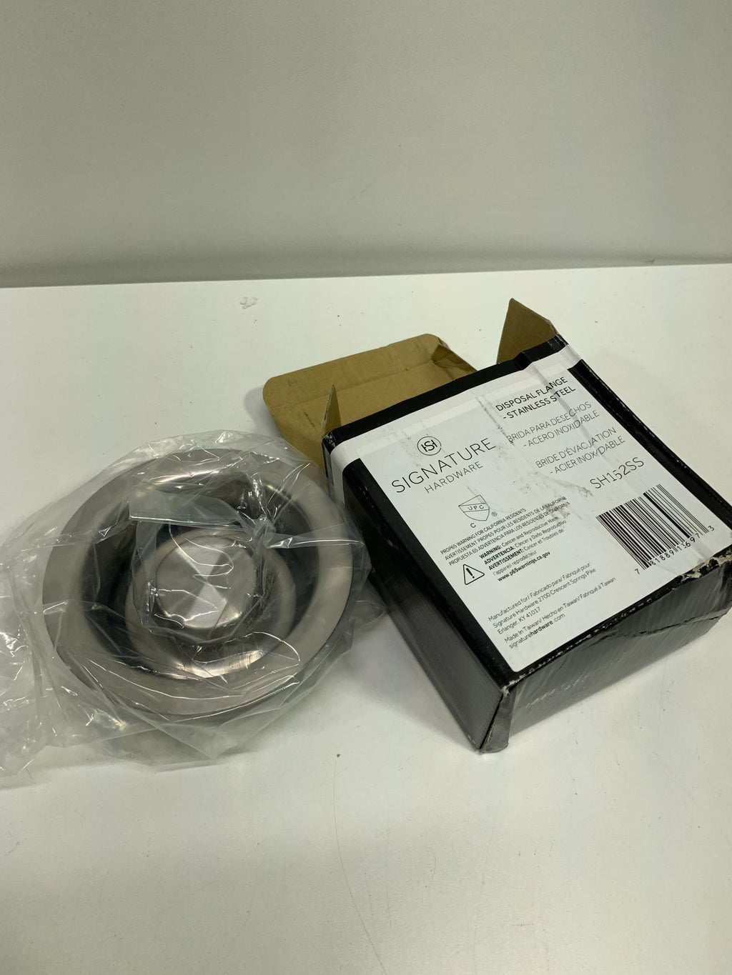 Signature Hardware 900406 3-1/2’’ Brass Kitchen Garbage Disposal Flange and Stopper - Stainless Steel - *Plumbing