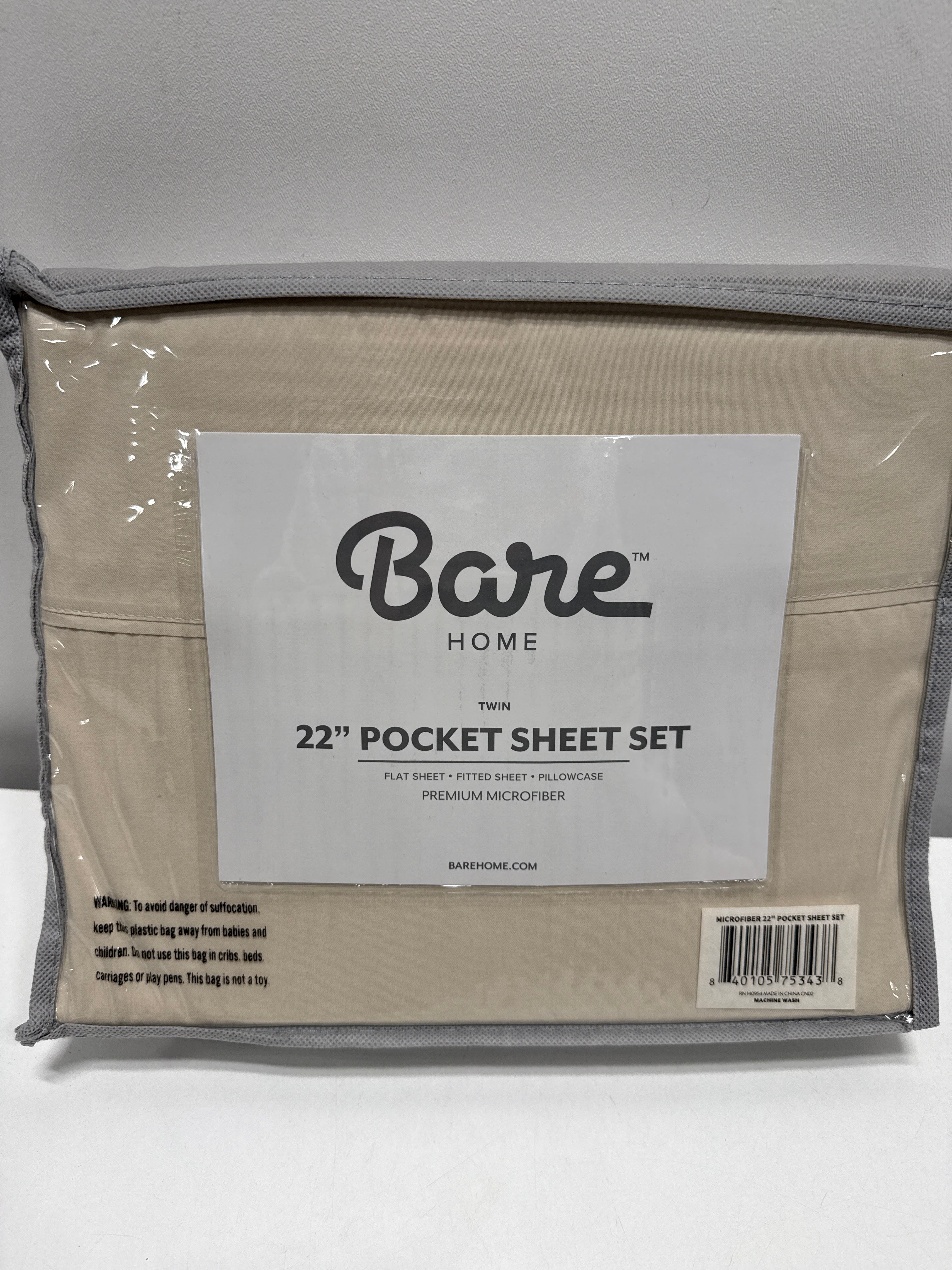 Bare Home Twin Sheet Set -Soft Microfiber - 22" Deep Pockets - Luxury 1800 Ultra