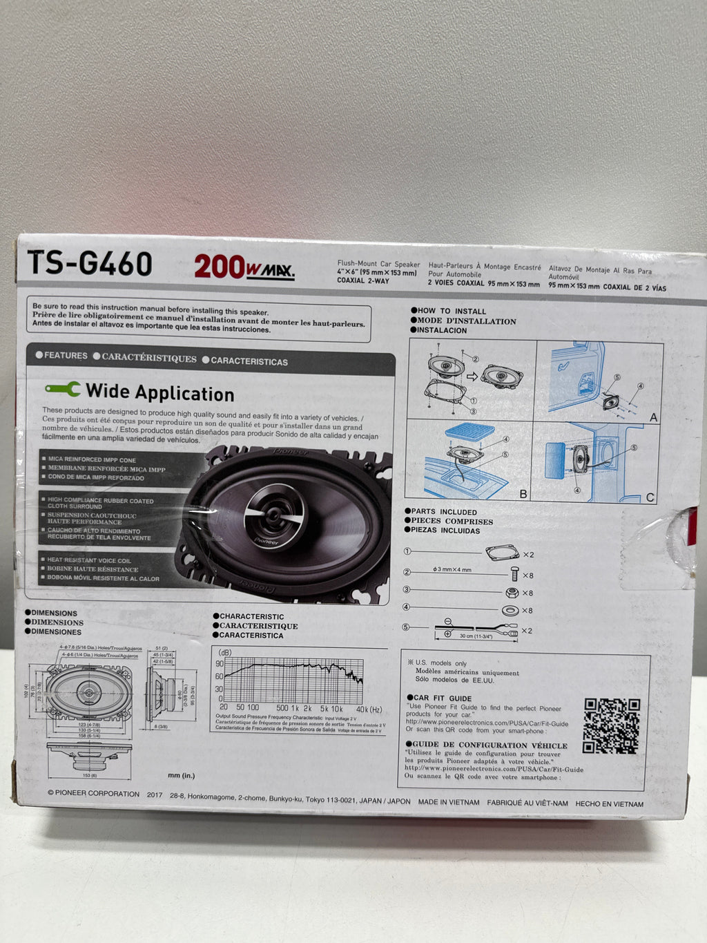 Pioneer TS-G460 G-Series 4" x 6" 2-Way Car Speakers with IMPP Composite Cones (Pair) - Dark Gray