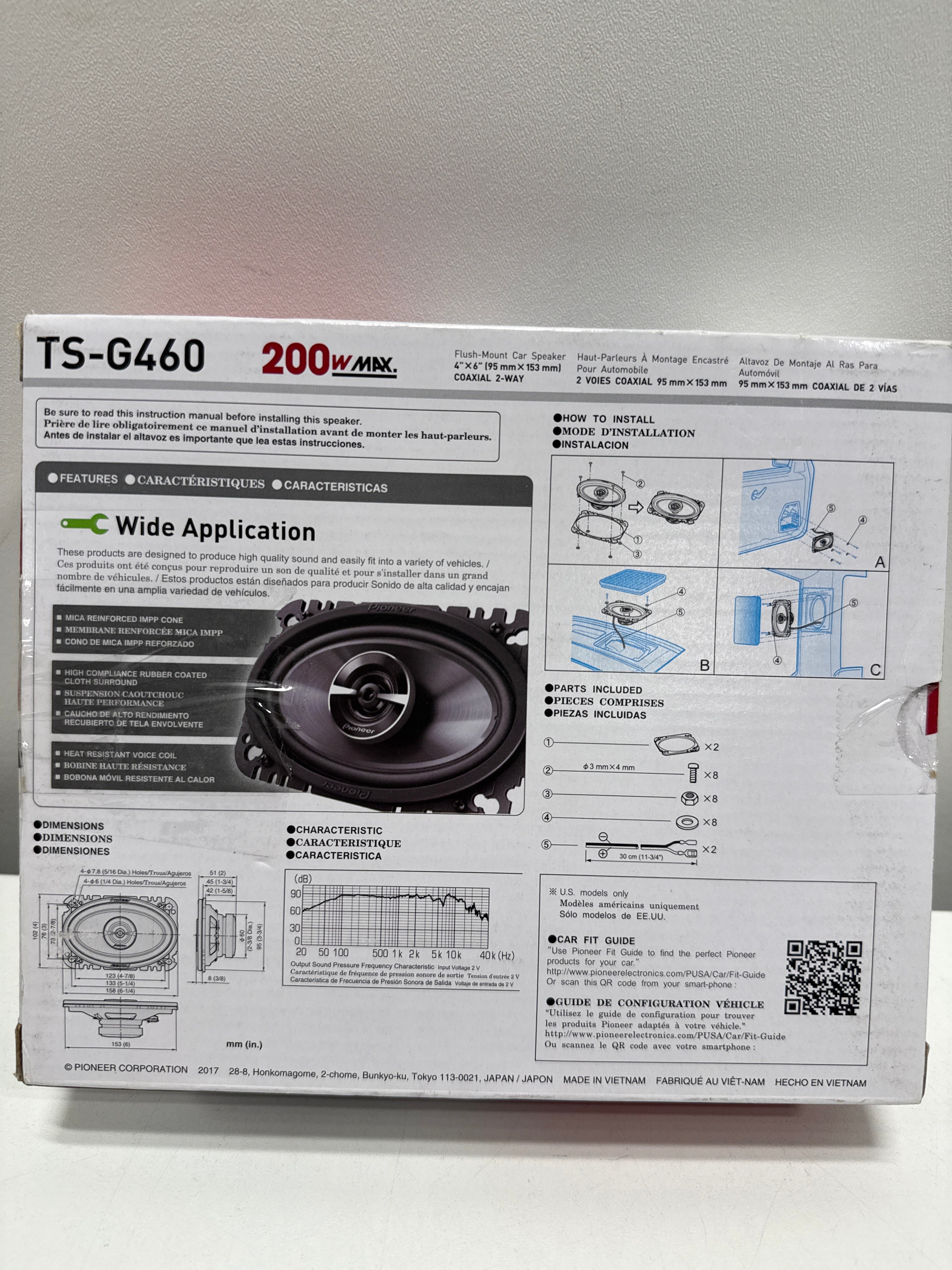 Pioneer TS-G460 G-Series 4" x 6" 2-Way Car Speakers with IMPP Composite Cones (Pair) - Dark Gray
