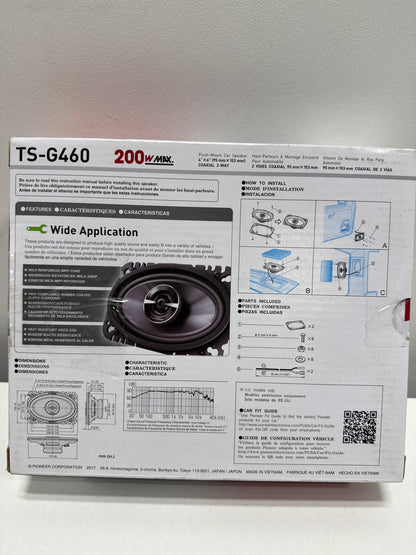 Pioneer TS-G460 G-Series 4" x 6" 2-Way Car Speakers with IMPP Composite Cones (Pair) - Dark Gray