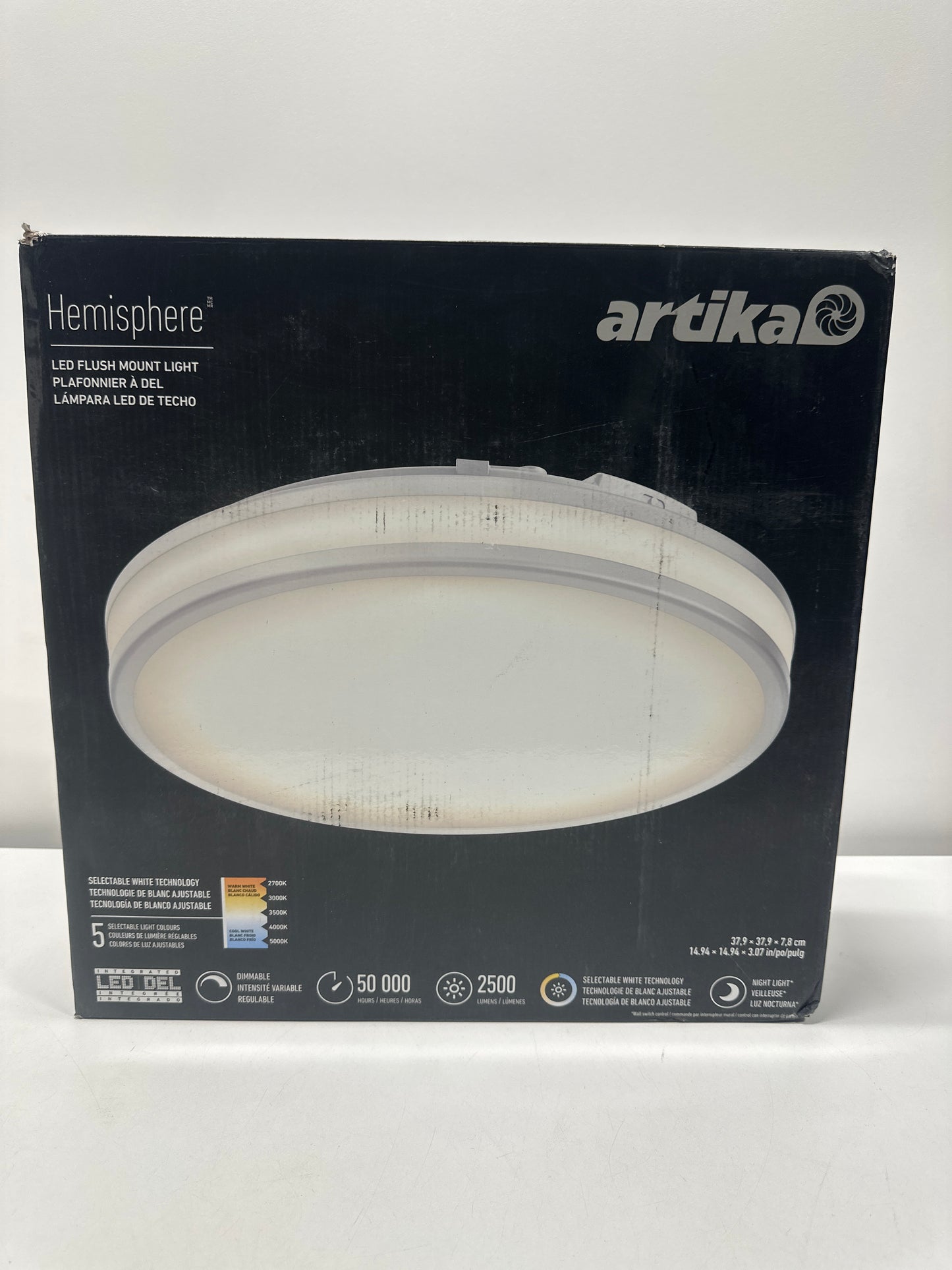 artika Hemisphere LED Flush Mount Ceiling Light White