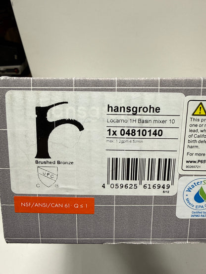 hansgrohe Locarno -Handle -Hole 8-inch Tall Bathroom Sink Faucet in Brushed Bronze, 04810140