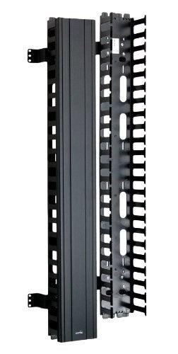 Leviton 4980L-VFO Vertical Front Only Cable Management 5-inch Channel by 80-inch Long Black Snap-on Cove