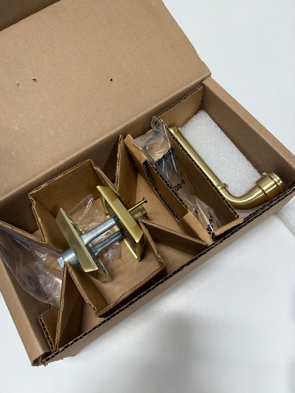 Baldwin FD.DUN.R.CHR Dunsmoor Non-Turning Two-Sided Dummy Door Lever Set with Chamfered Square Rose from the Reserve Collection Lifetime Satin Brass