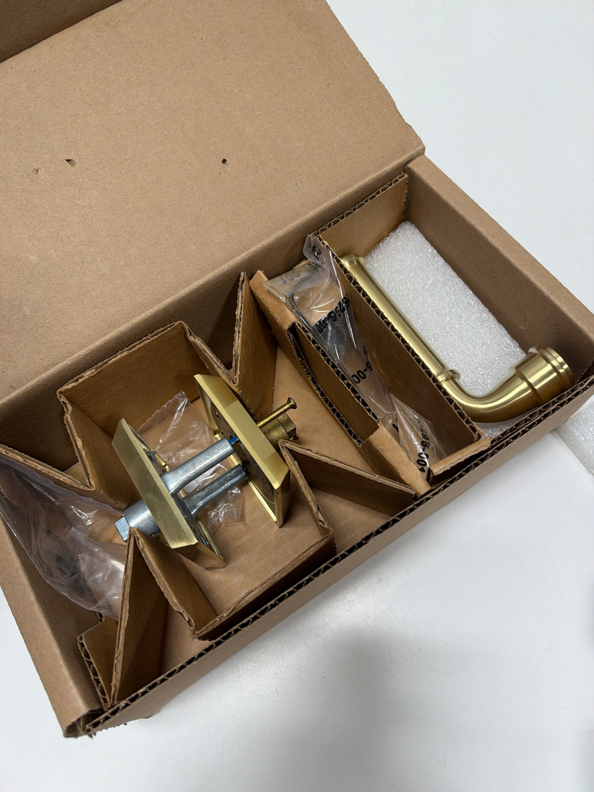 Baldwin FD.DUN.R.CHR Dunsmoor Non-Turning Two-Sided Dummy Door Lever Set with Chamfered Square Rose from the Reserve Collection Lifetime Satin Brass