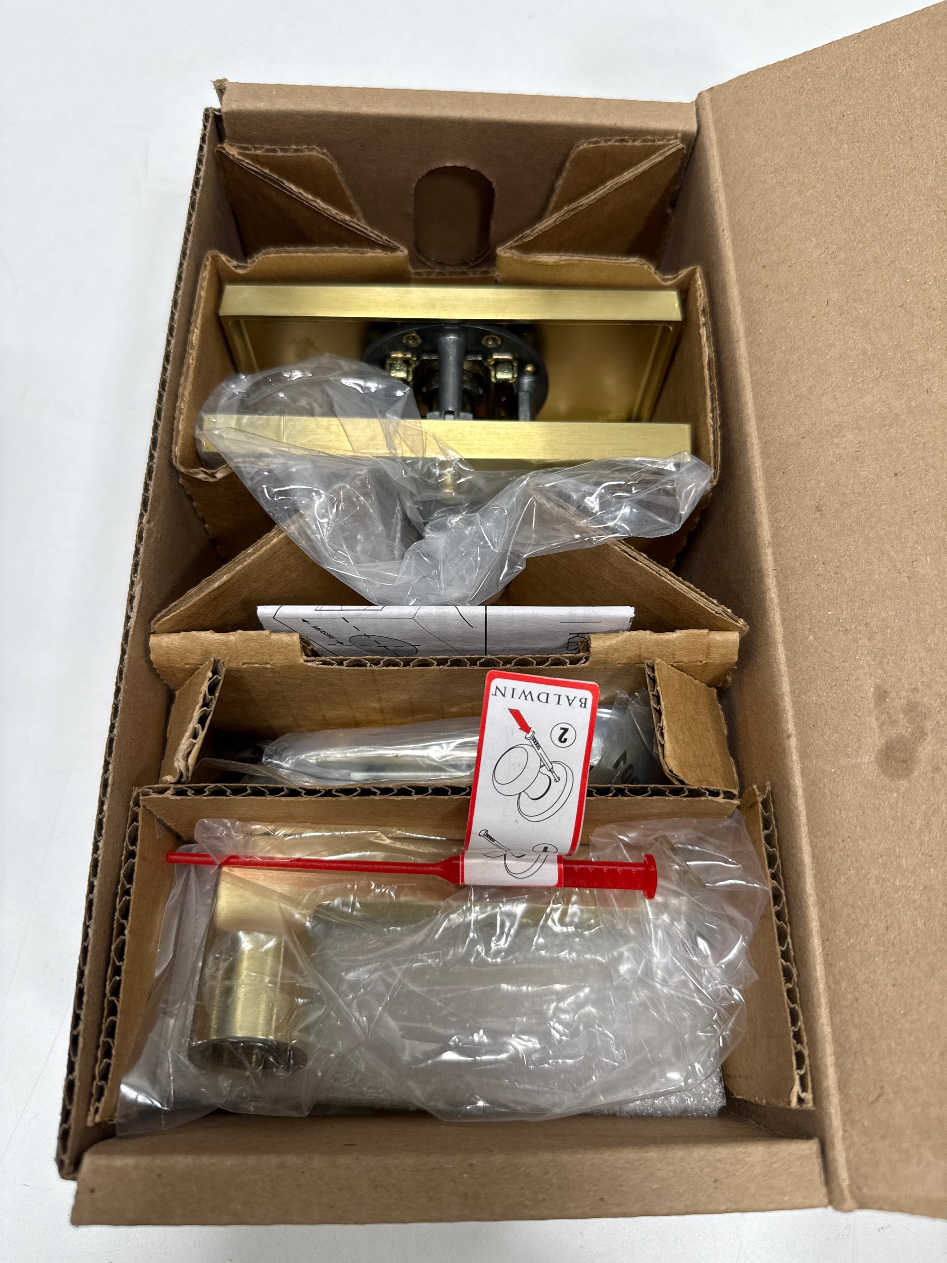 Baldwin Square Privacy Door Lever Set with 5 Inch Rectangle Rose from the Reserve Collection - *Tools Hardware & Misc