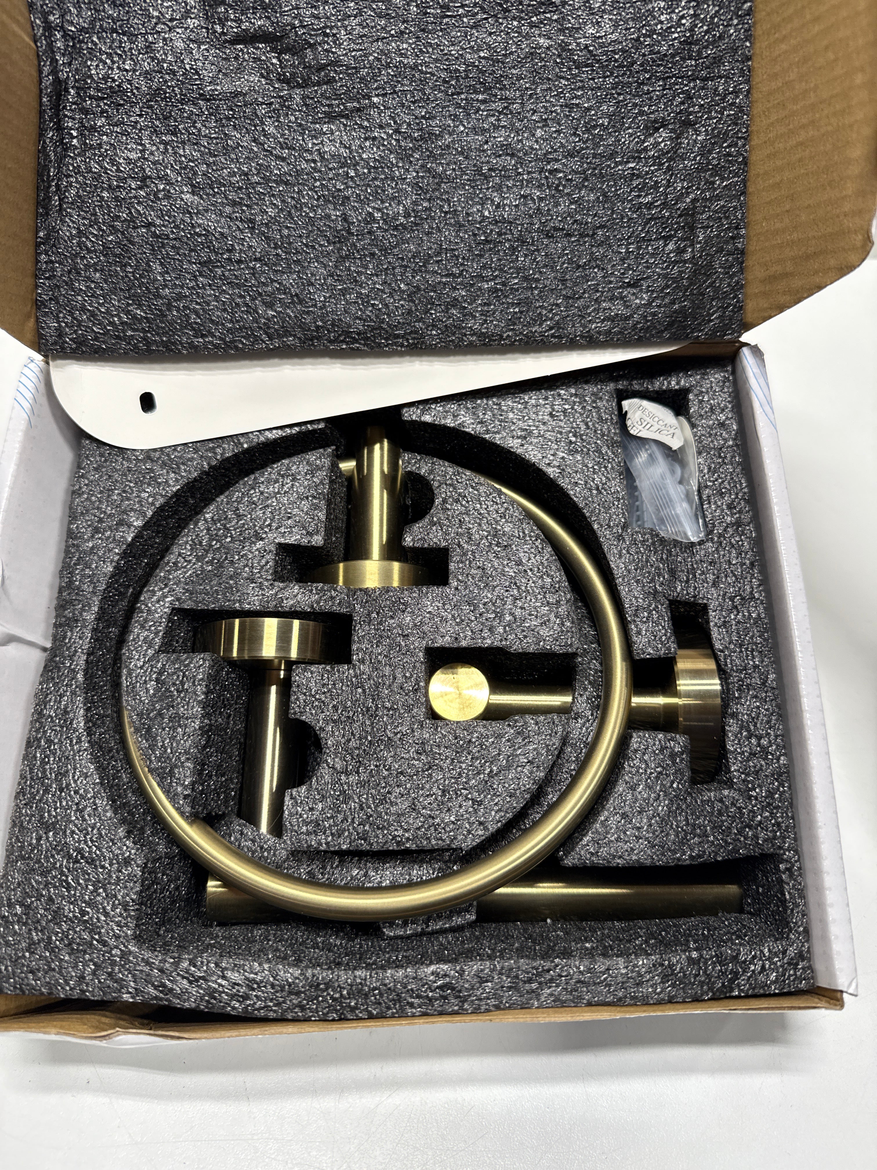 2-Piece Bath Hardware Set with Towel Ring Toilet Paper Holder Hand Towel Holder Set in Brushed Gold