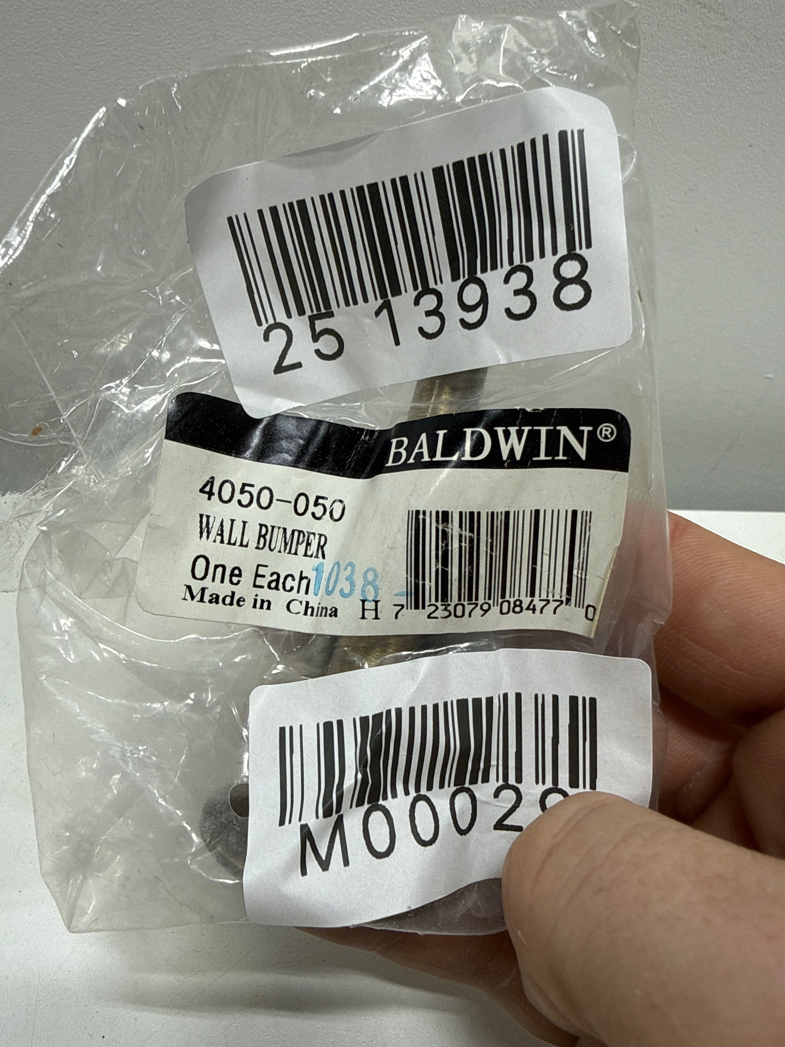 Baldwin 4050 3-3/4 Inch Solid Brass Base Mounted Door Bumper Satin Brass and Black - *Tools Hardware & Misc