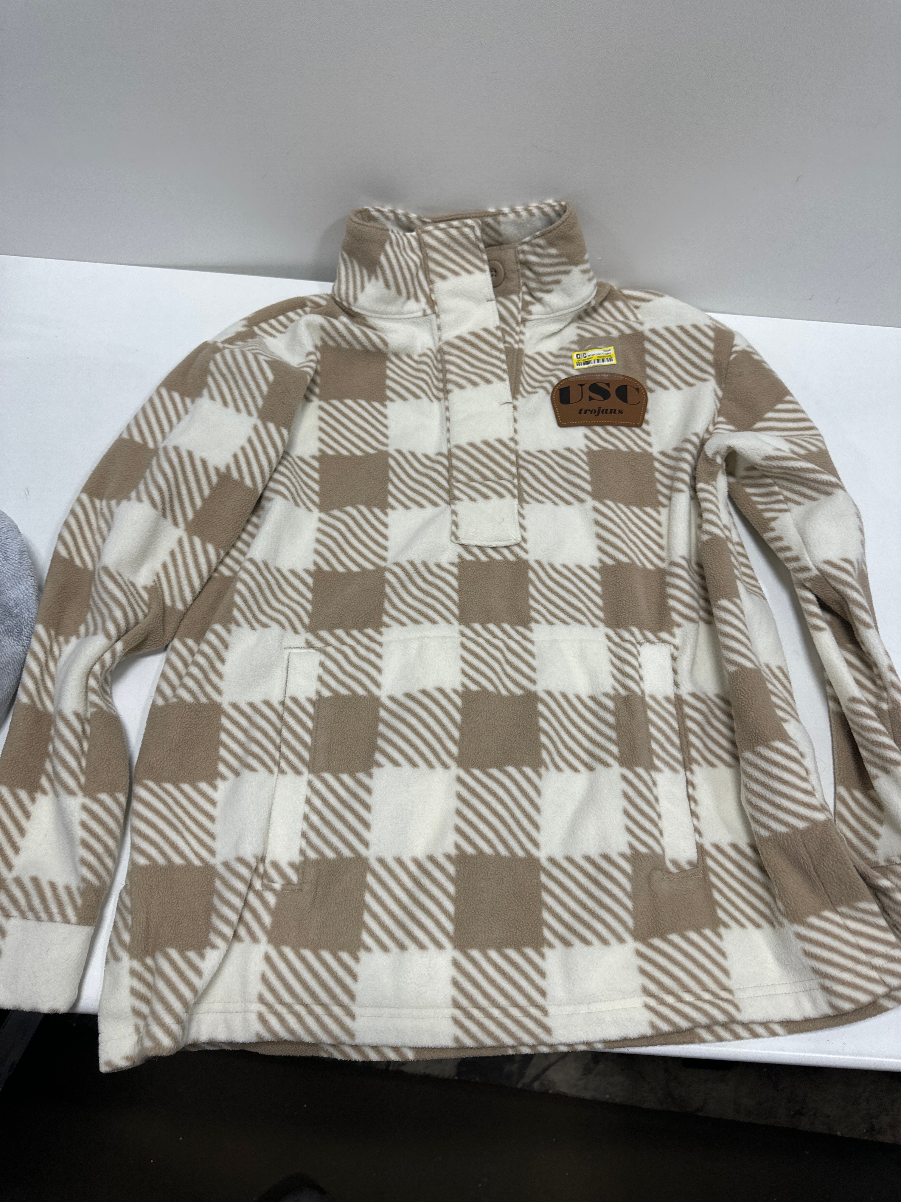 NCAA USC Trojans Women's Buffalo Checkered 1/4 Zip Sweatshirt - M