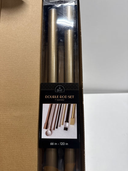 Best Home Fashion 120in Adjustable Metal Double Curtain Rod with Cylinder Finial in Bronze