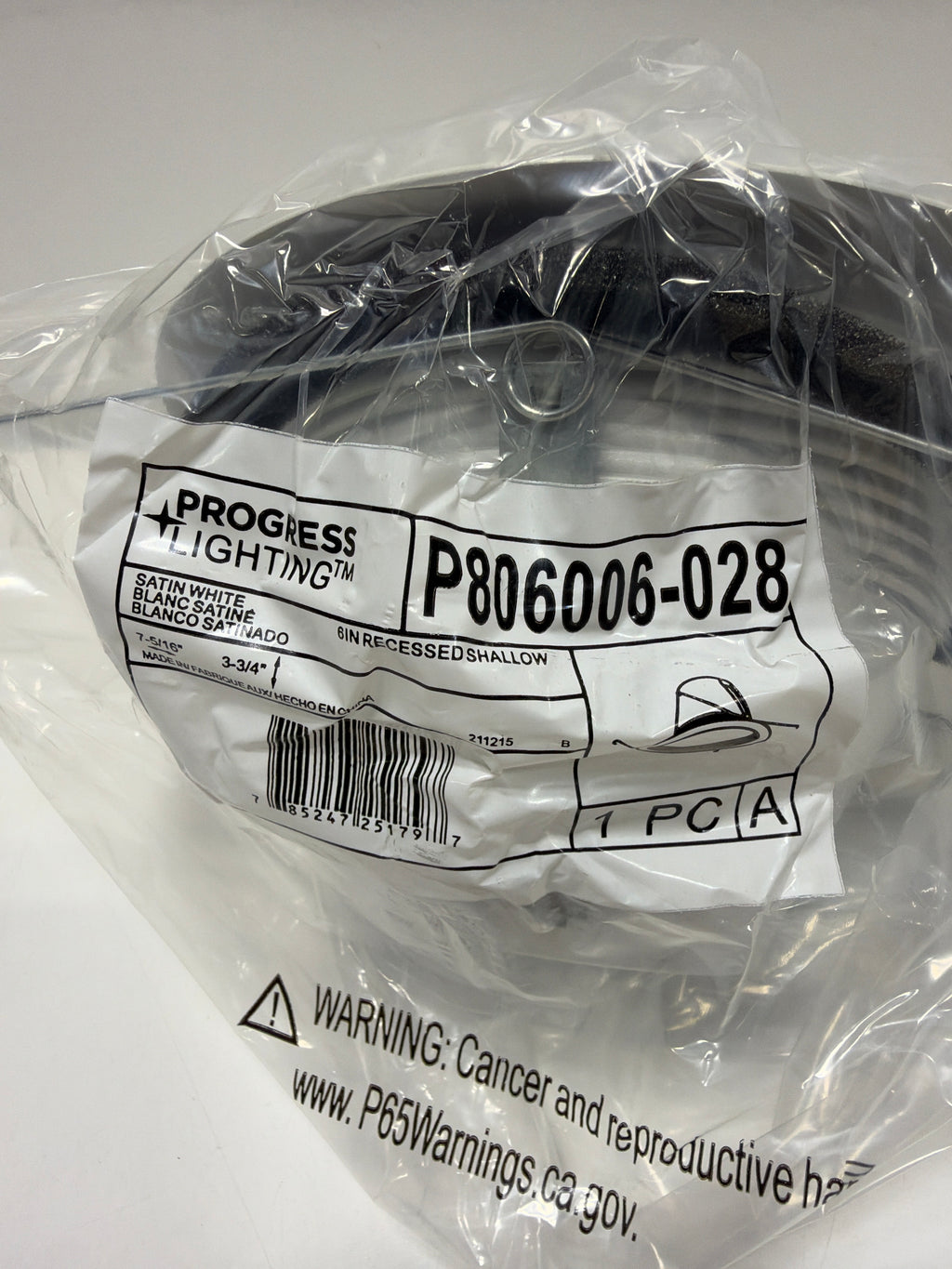 Progress Lighting P806006 6" Baffle Recessed Trim Satin White Recessed Lights Recessed Trims