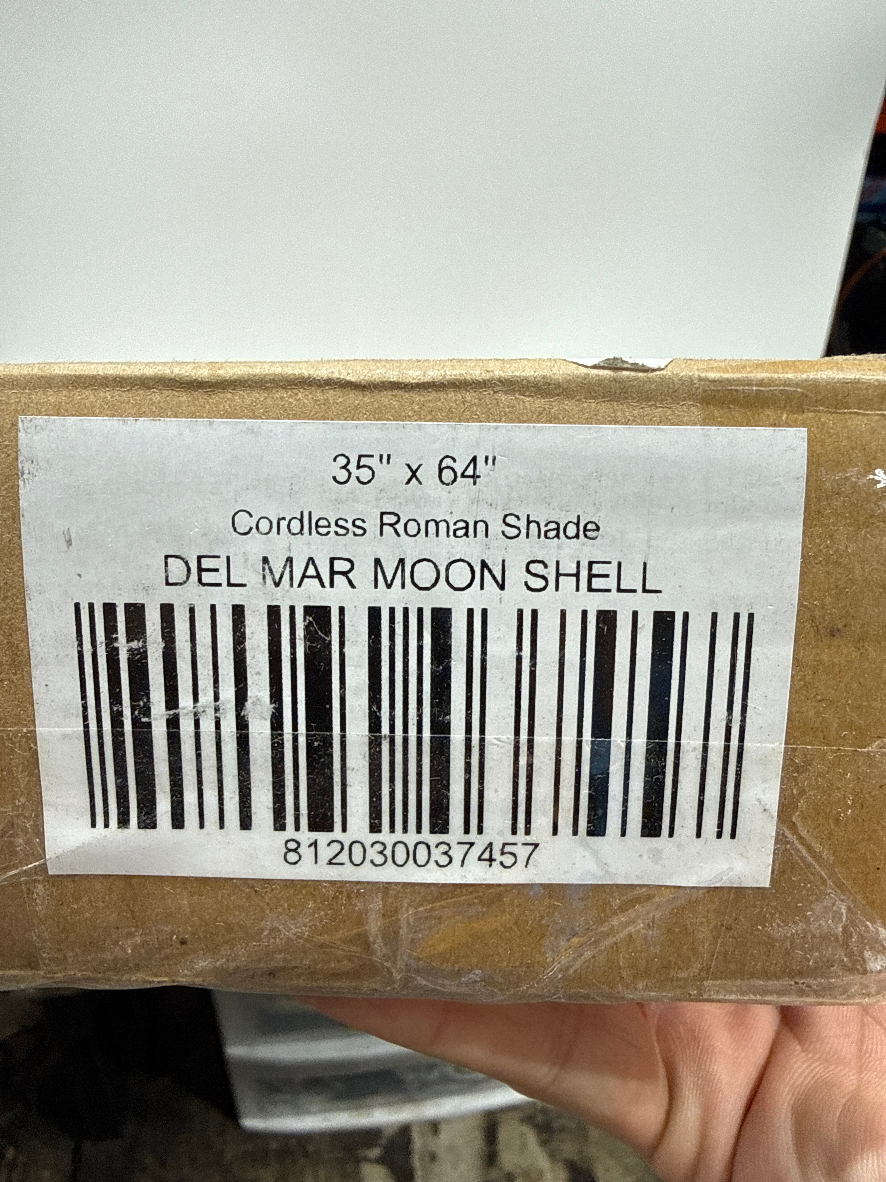 Del Mar Ready-Made Moon Shell Cordless Blackout Privacy Fabric Roman Shade 35 in. W X 64 in. L