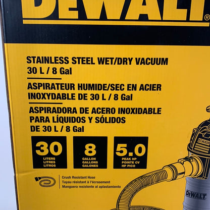 Dewalt DXV08SA Stainless Steel Wet/Dry 8-Gallon 5 HP Vacuum