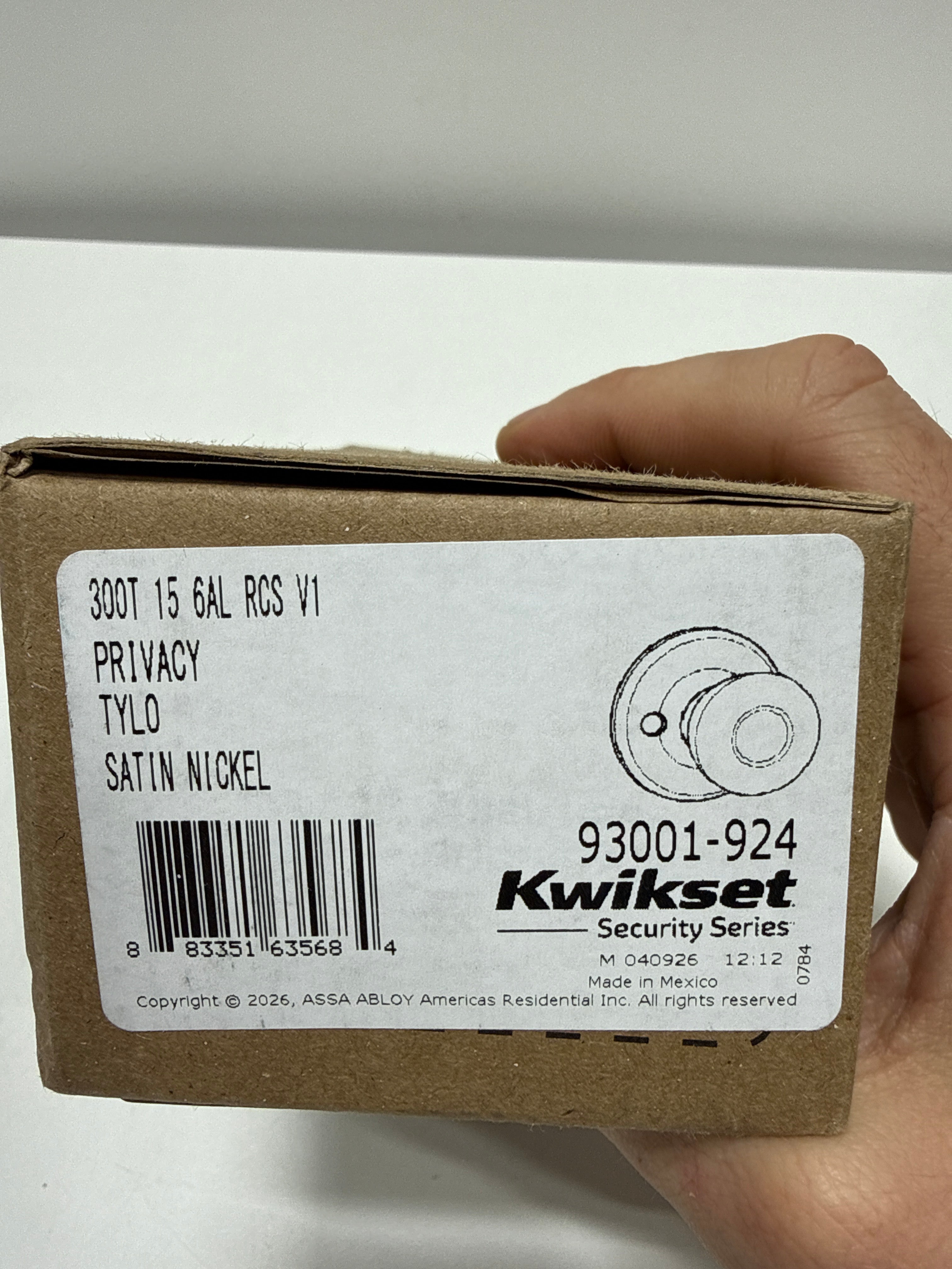Kwikset Tylo Privacy Doorknob Satin Nickel