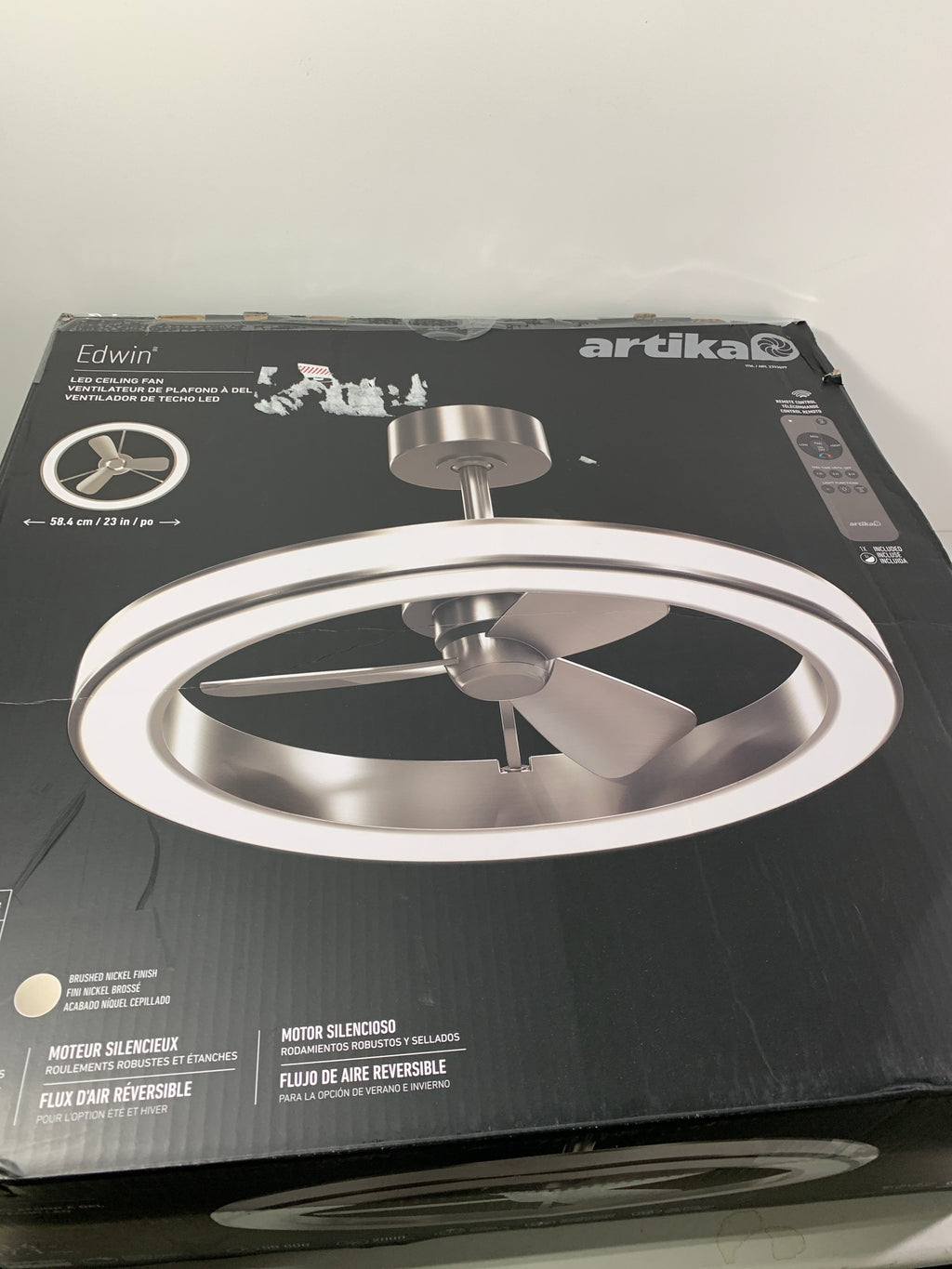 Artika Edwin 25’’’ LED Chandelier Ceiling Fan Fandelier Silver - *Lighting & Electrical
