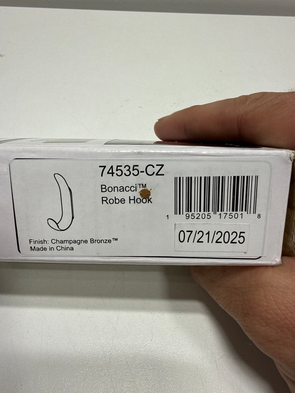 Bonacci Gold J-Hook Robe/Towel Hook in Champagne Bronze