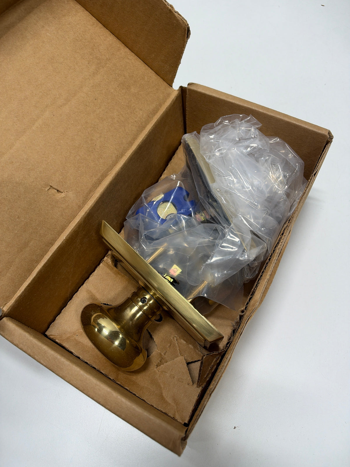 Emtek Providence Door Set with Round Brass Knobs Passage in Antique Brass. Doorsets.