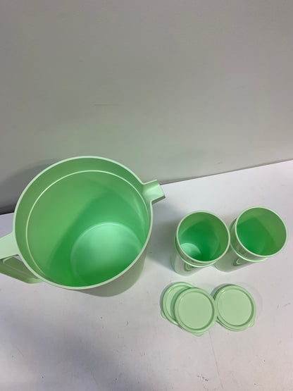 Tupperware 1 Gallon Pitcher Light Green + 4 Tumblers
