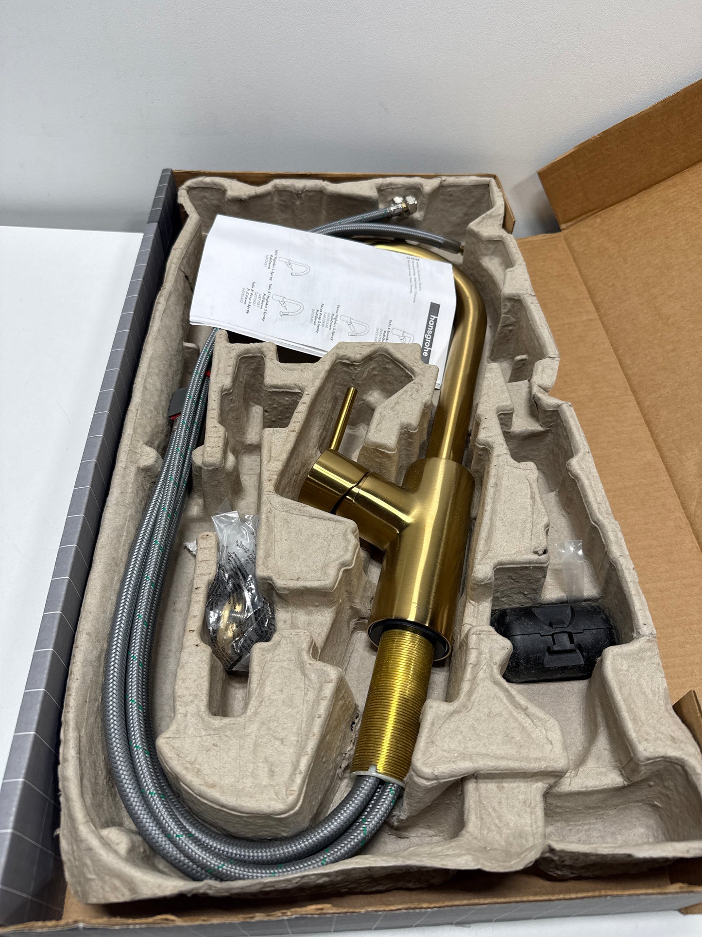 hansgrohe Talis S² Gold High Arc Kitchen Faucet, Kitchen Faucets with Pull Down Sprayer, Faucet for Kitchen Sink, Magnetic Docking Spray Head, Brushed Gold Optic 14872251