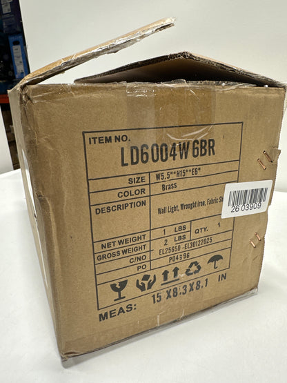 Geakv Living District Mel 1-Light Metal & Fabric Wall Sconce in Brass/White