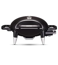 Manston Liquid Propane Gas Grill, Single Burner BBQ Grill, Black -Great For Patio Garden Picnic Backyard, 10000BTU Portable and Convenient Camping Tabletop Barbecue Grill with Built-In Thermometer