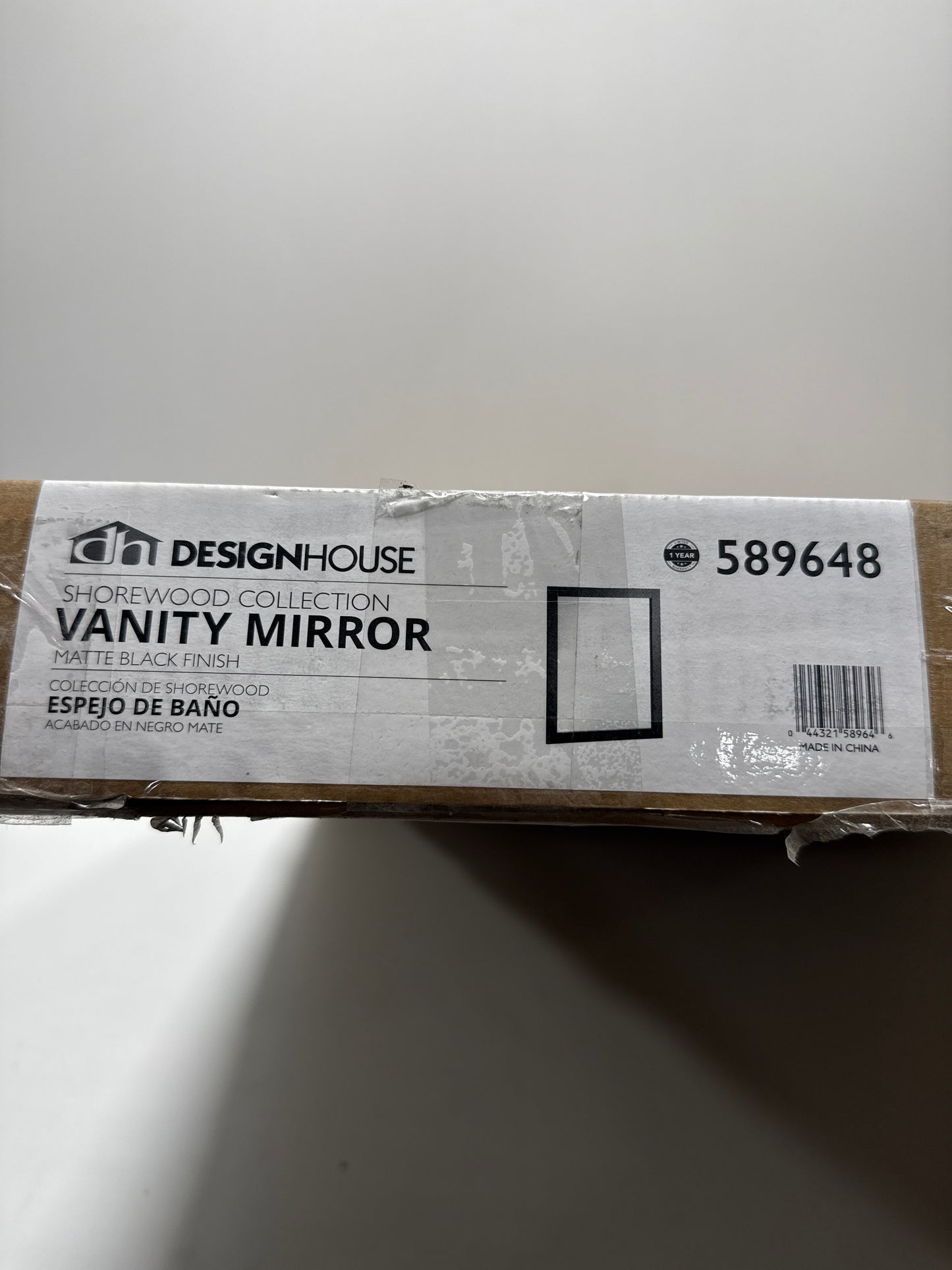 Design House Shorewood Mirror, Matte Black Wood Frame, Rectangle, 24 in x 0.75 in x 30 in, 589648