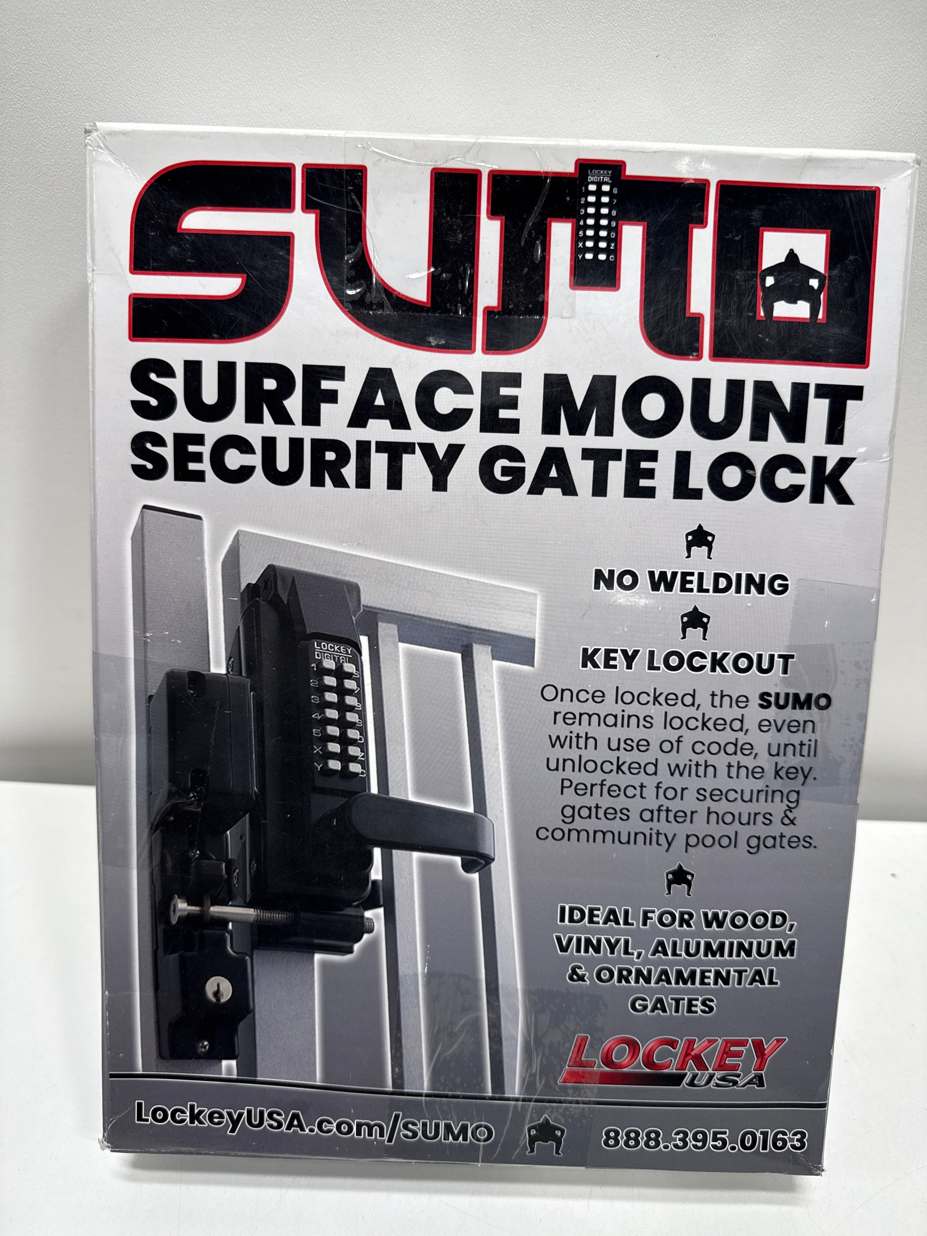 Lockey USA Sumo GL2 DC Jet Black Marine Grade Mechanical Double Combination Surface Mount Lever Gate Lock (GL2JBMGDC)