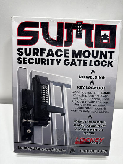 Lockey USA Sumo GL2 DC Jet Black Marine Grade Mechanical Double Combination Surface Mount Lever Gate Lock (GL2JBMGDC), Large