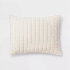 Standard Channel Stitch Velvet Quilt Sham Cream - Threshold™: OEKO-TEX Certified Cotton Backing Machine Washable