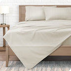 Bare Home Ultra-Soft Sheet Set - Premium 1800 Collection - Deep Pockets - 3-Pieces - Twin Grid - Stone/White