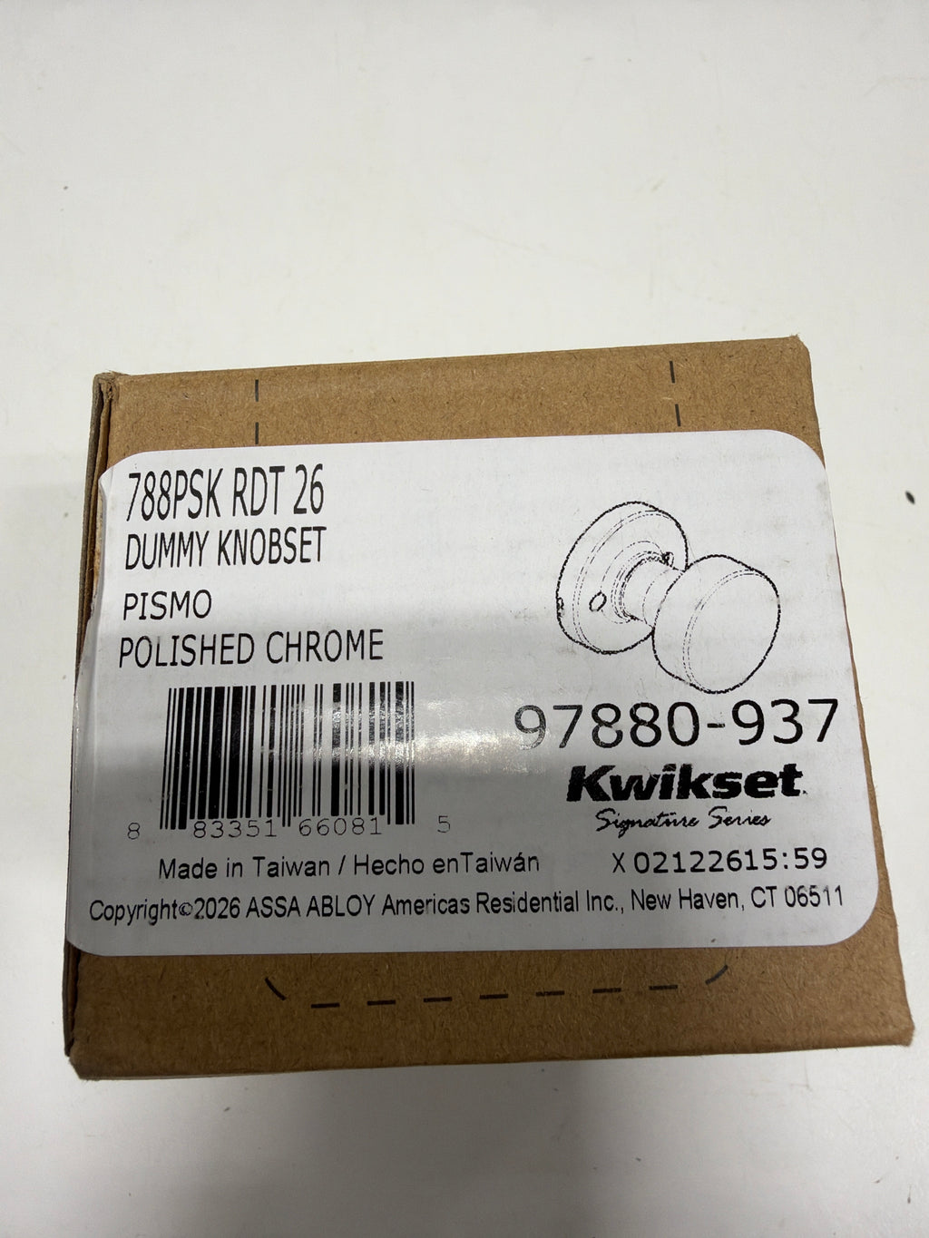 Kwikset Pismo Reversible One-Sided Dummy Door Knob - Polished Chrome - 788PSKRDT-26