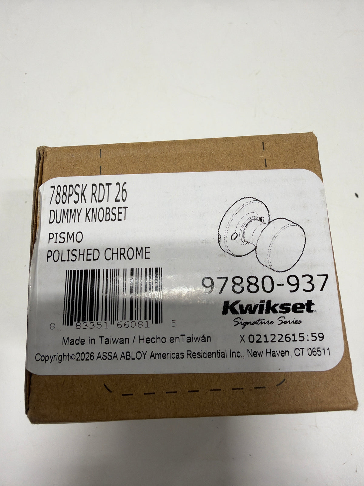 Kwikset Pismo Reversible One-Sided Dummy Door Knob - Polished Chrome - 788PSKRDT-26