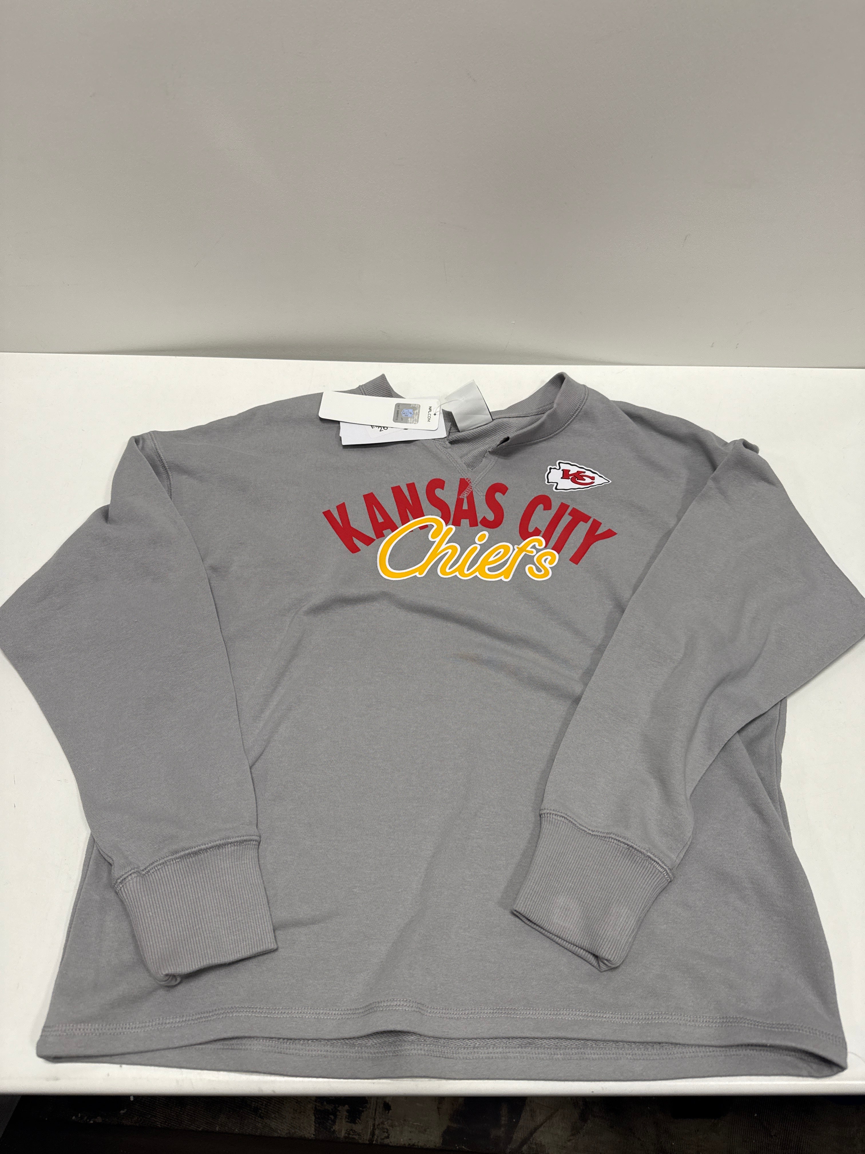 NFL Kansas City Chiefs Women's Gray Long Sleeve French Terry Crew Sweatshirt M