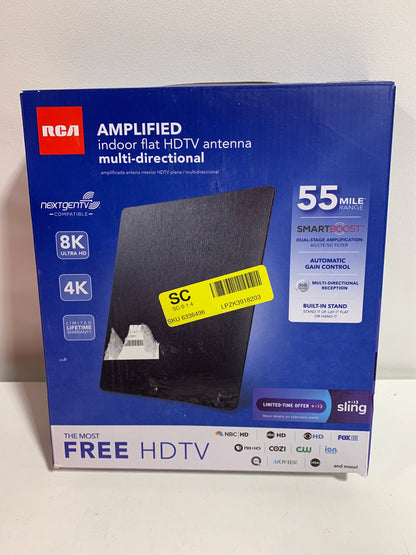 RCA - Indoor Flat Amplified HDTV Antenna - Black