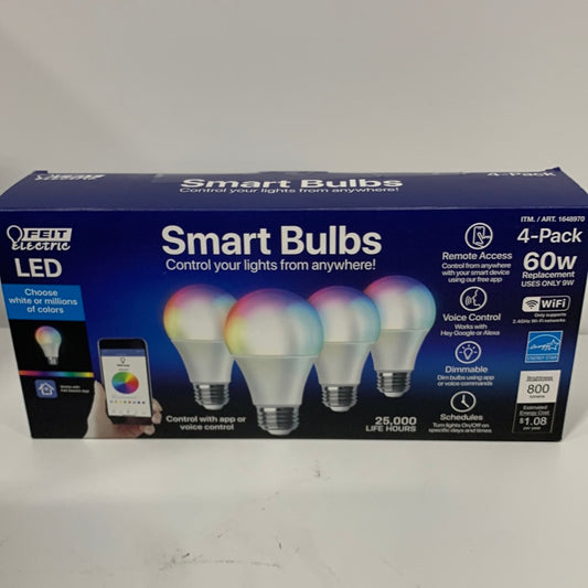 Feit Electric Smart Bulbs 9W LED Replaces 60W 800 Lumen Wi-Fi 4 PACK