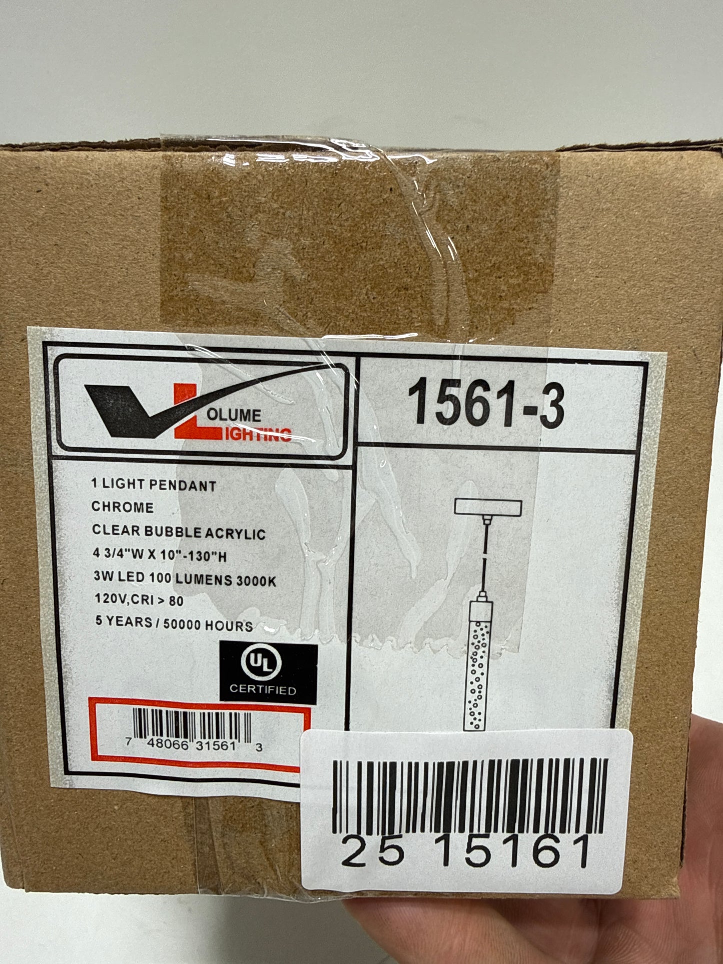 Tristen 3-Watt 1-Light Chrome Indoor Integrated LED Mini Hanging Pendant with Clear Bubble Acrylic