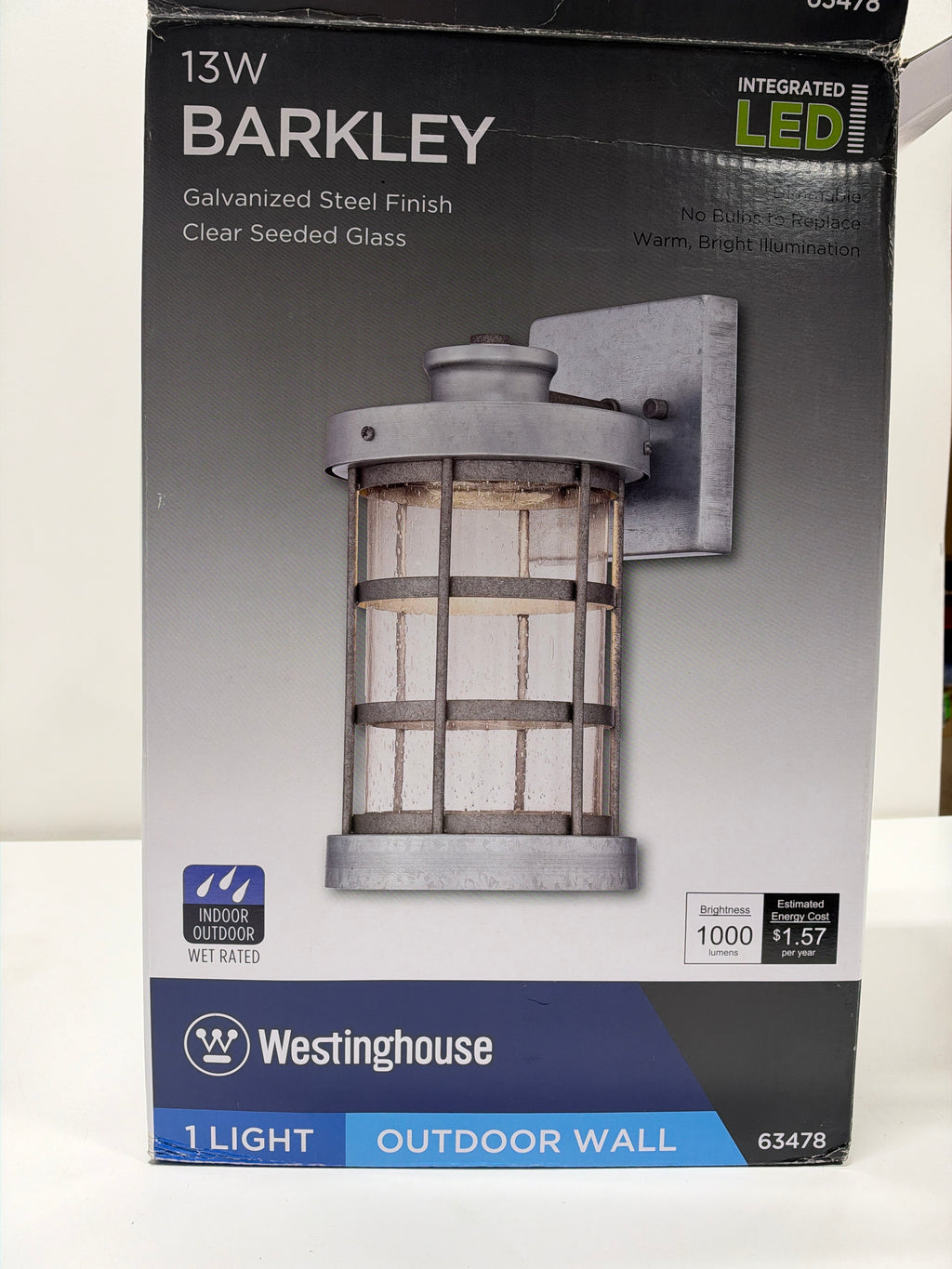 Westinghouse 6347800 Barkley 12" Tall LED Outdoor Wall Sconce Galvanized Steel Outdoor Lighting Wall Sconces