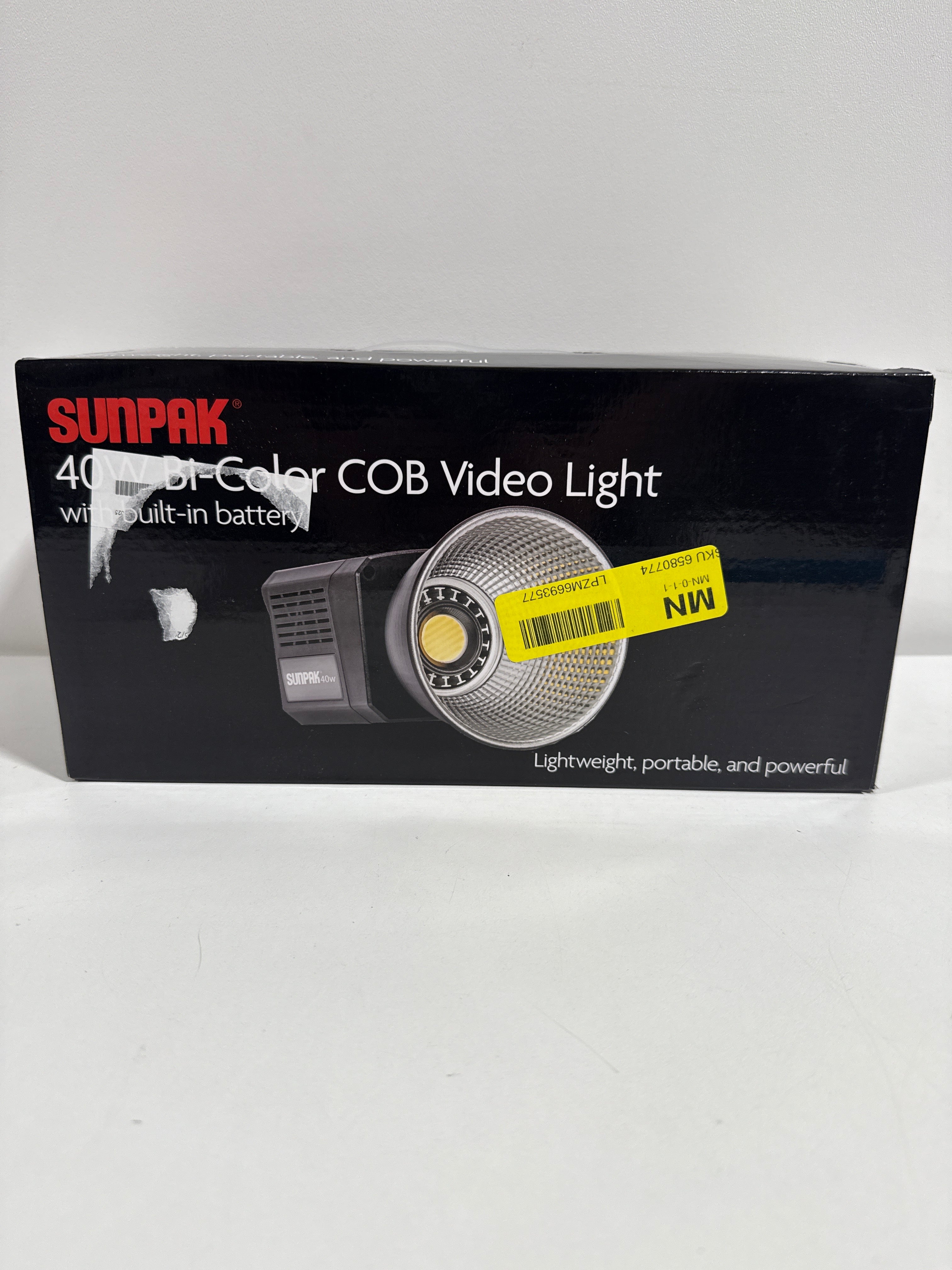 Sunpak - COB-40 Bi-Color 40W COB LED Video Light - Black - *Cameras Camcorders & Drones