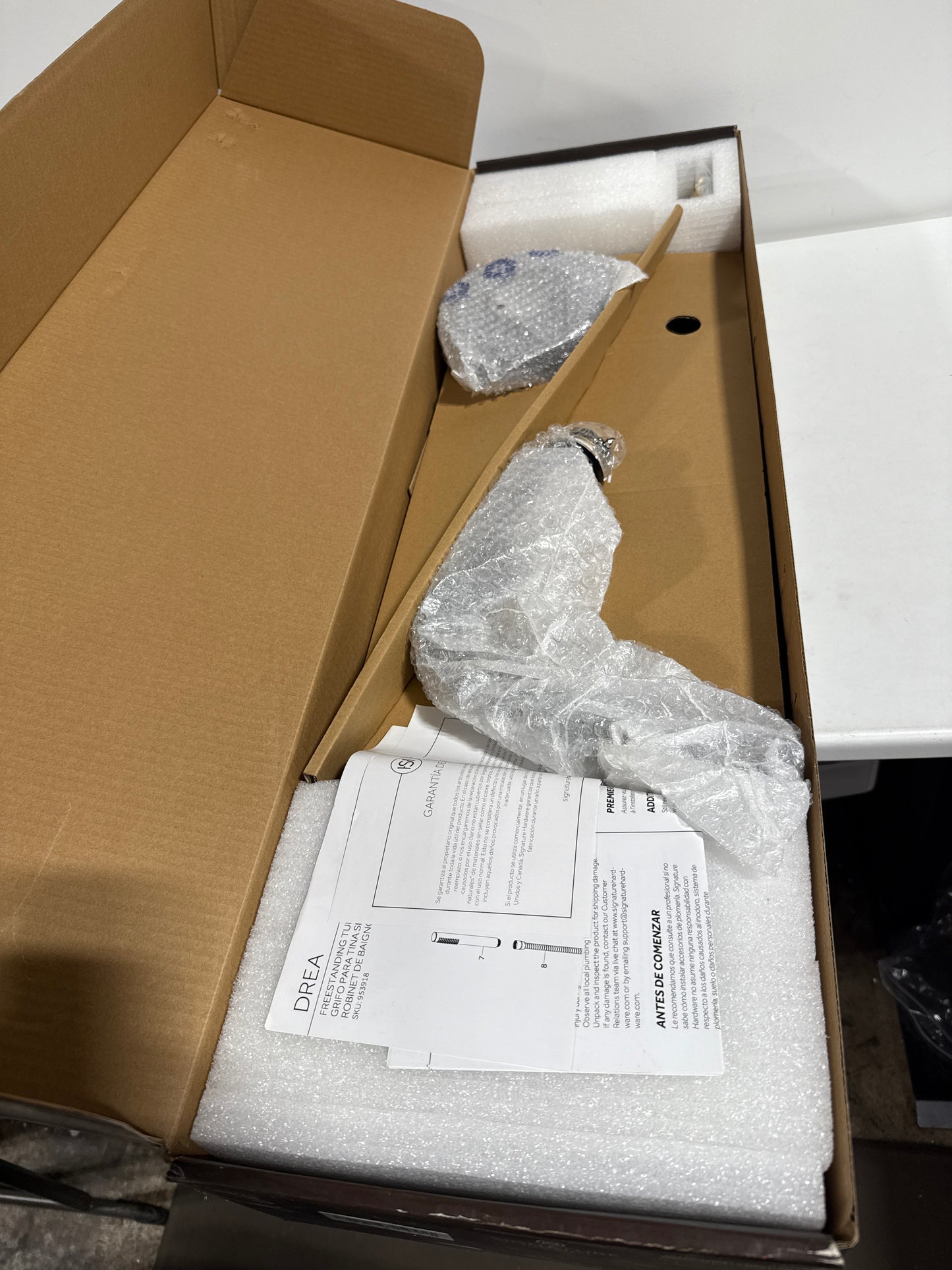 Signature Hardware 953918 Drea Floor Mounted Tub Filler with Built-in Diverter