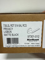 Kwikset Lisbon Interior Privacy Door Handle with Lock, Round Lever for Bathroom and Bedroom, Matte Black