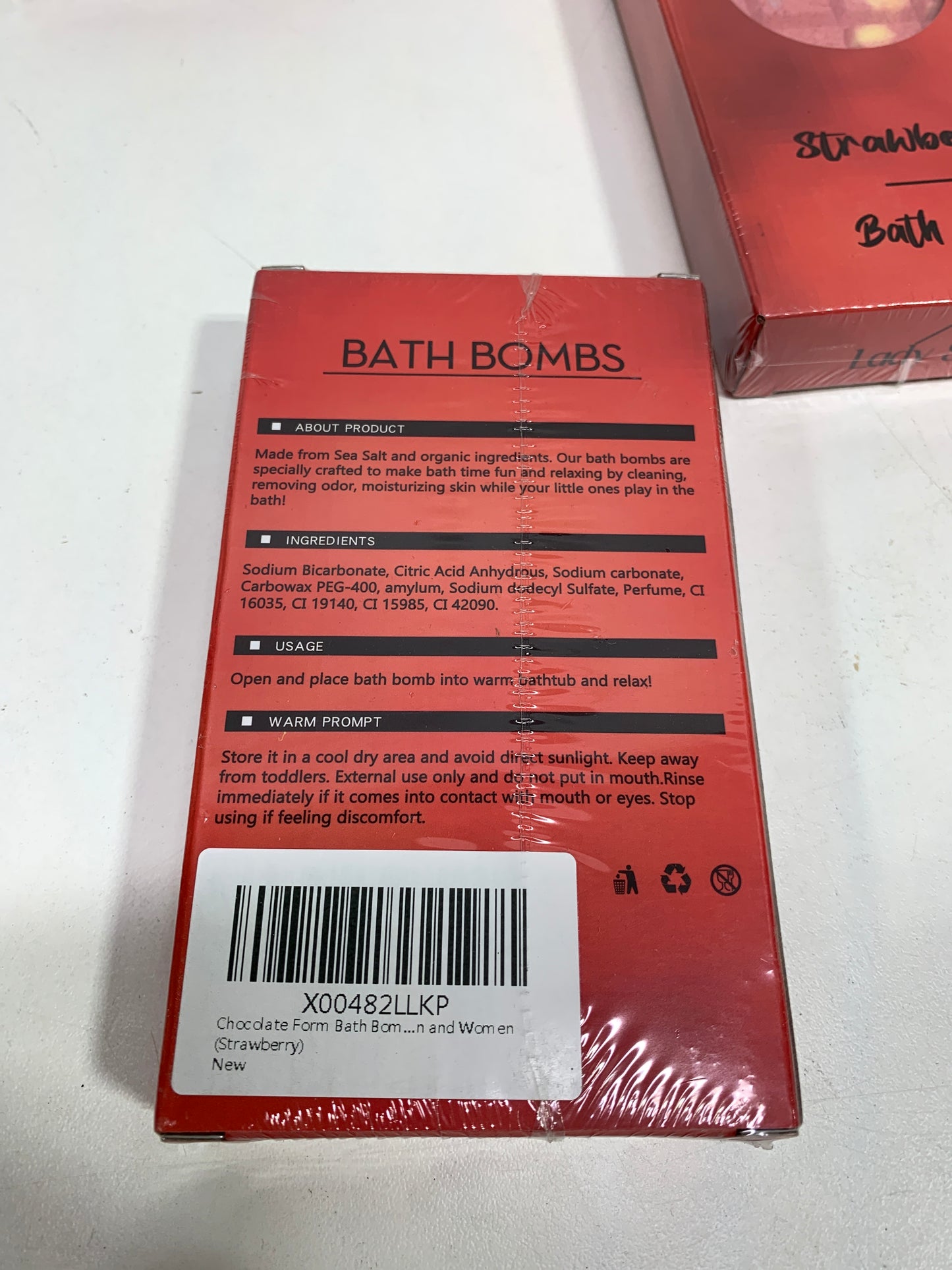 Lot of 5 - Chocolate form bath bomb | Nontoxic | Made from Sea Salt | Organic | Vegan Product | Eco | Gift Idea for Men and Women (Strawberry)