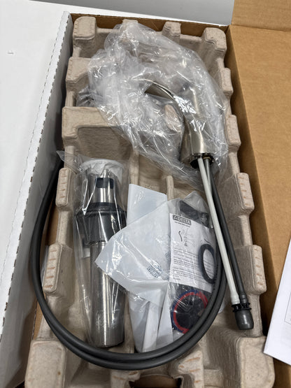 Delta Lahara Brushed Nickel Bathroom Faucet 1 Hole, Single Hole Bathroom Sink Faucet for Vanity, Metal Push-Pop Drain Assembly, Stainless 538-SSMPU-DST