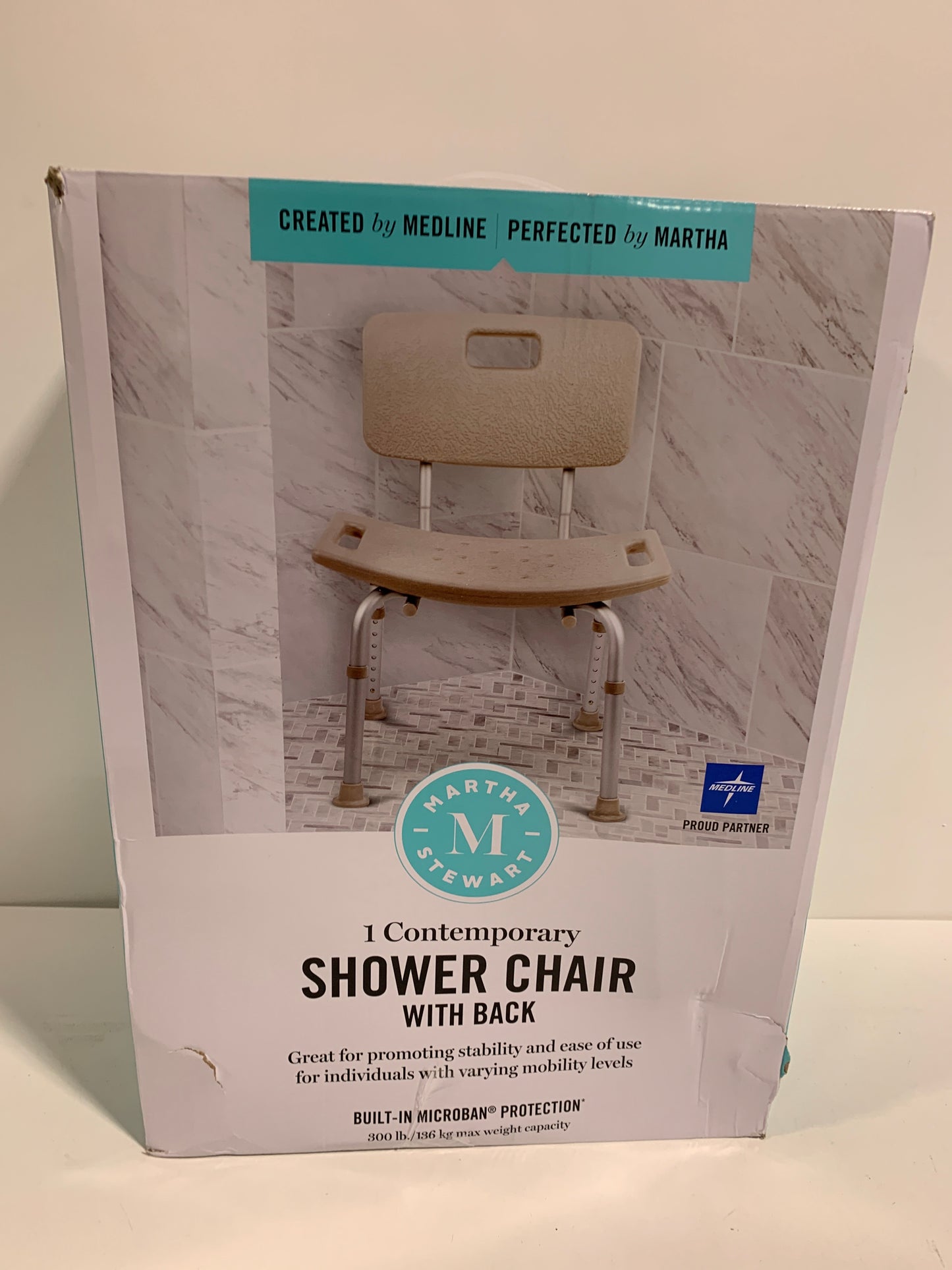 Martha Stewart Contemporary
Shower Chair With Back, Built-in Microban Protection