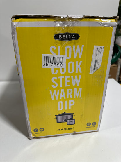 Bella - 5-qt. Slow Cooker with Dipper - Stainless Steel